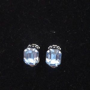 Vintage Weiss Emerald Cut Ice Blue Earrings